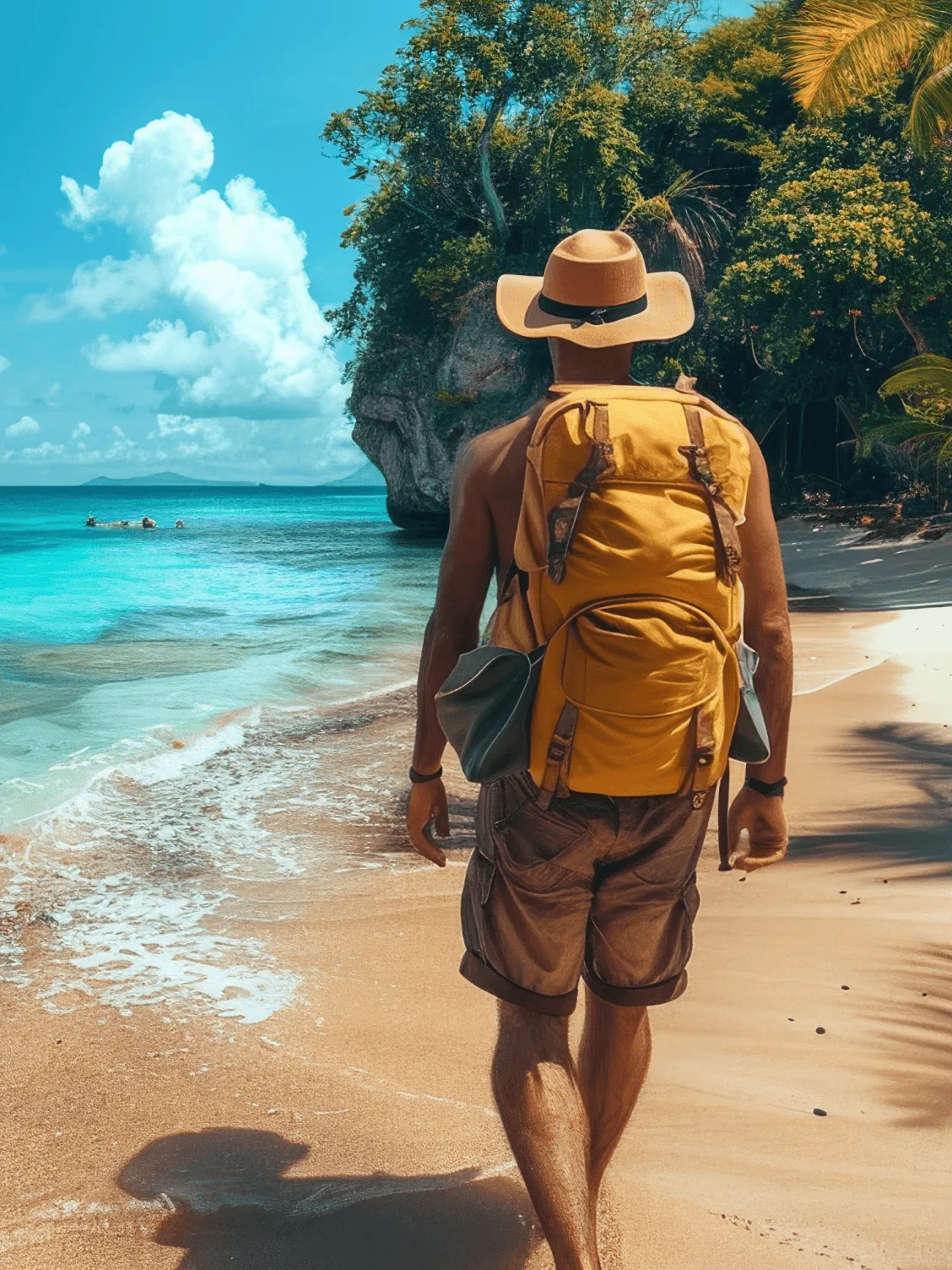 Traveler by the beach